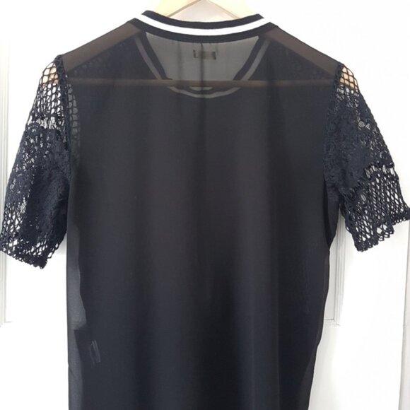 Hollister Y2K Lace Mesh Overlay Open Knit Short Sleeve Blouse Top Sz S - Picture 8 of 10